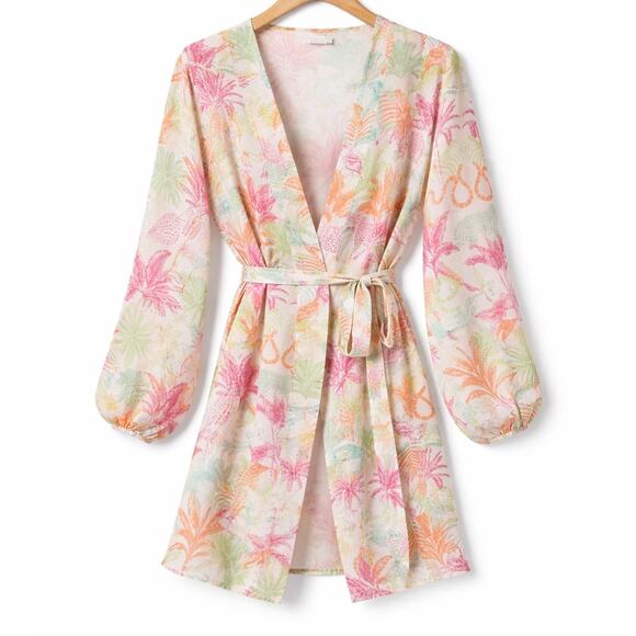 CAbi Other - CAbi Tropical Print Tie-Front Kimono Mini Dress – Size M – Resort Style
